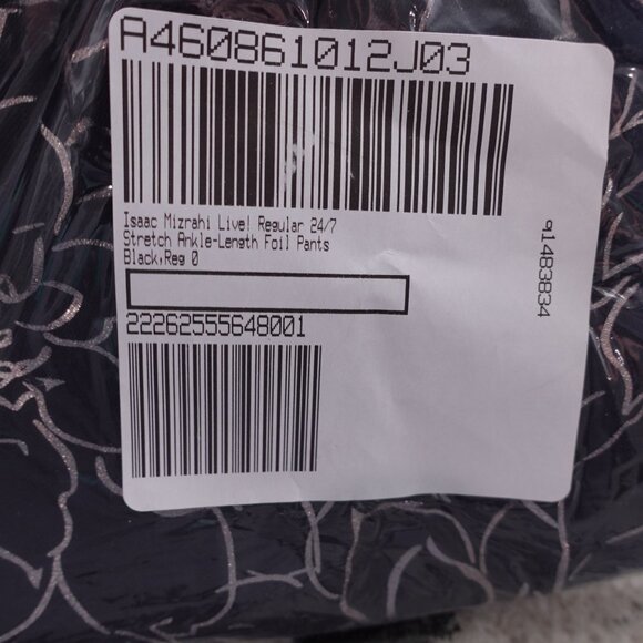 NWT Isaac Mizrahi Live! 24/7 Stretch Ankle-Length Foil Pants Sz 0 Black Pull On - Picture 7 of 8